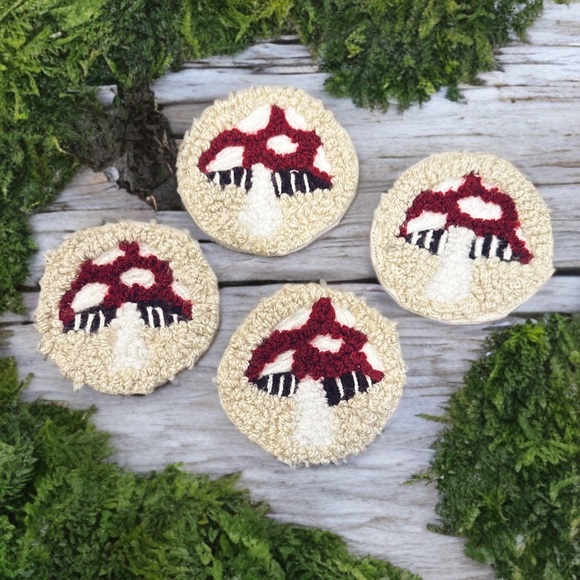 [ 2 FOR $35 ] 🍄 MUSHROOM COASTERS SET OF 4 - Picture 1 of 5